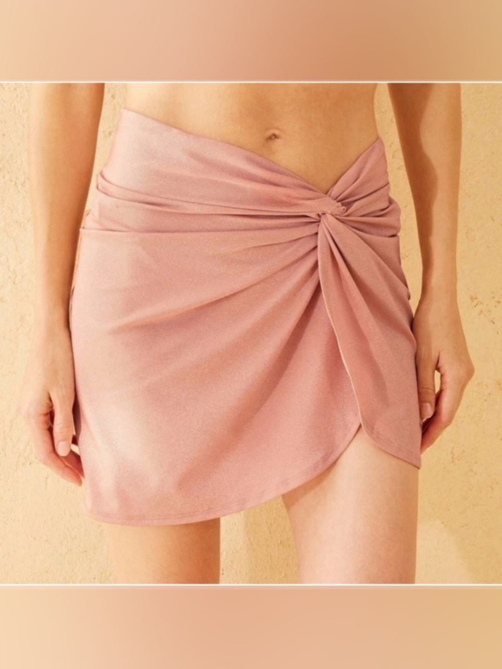 Shade & Shore twist front cover-up skirt metallic pink size XL
